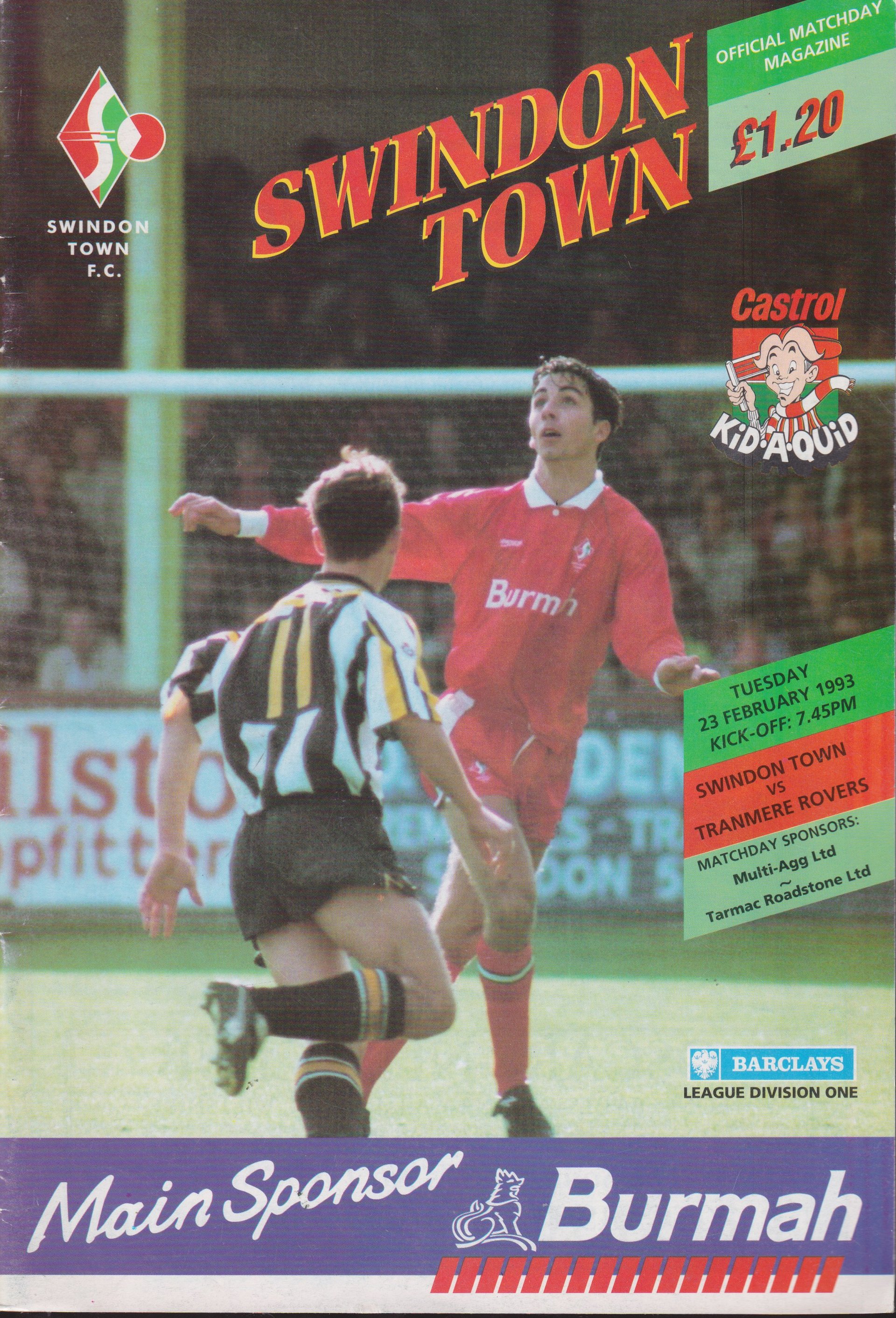 Swindon Town v Tranmere Rovers match programme